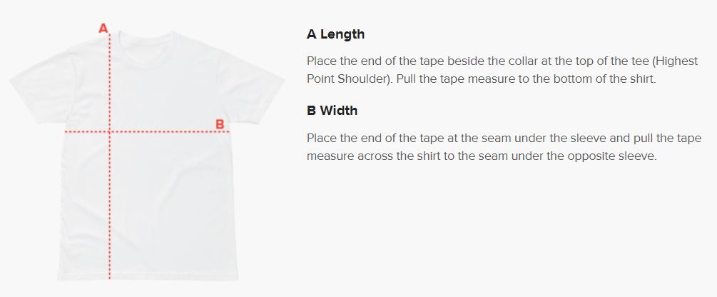 Unisex Premium T-Shirt Size Guide Chart