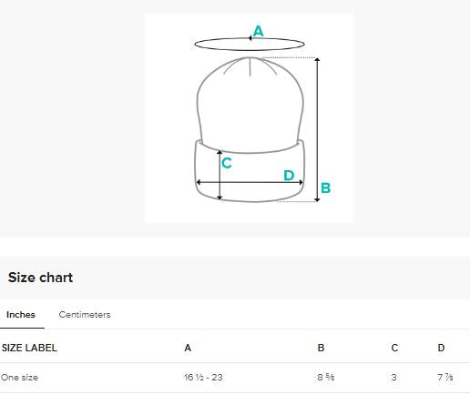 Beenie Hat Size Chart