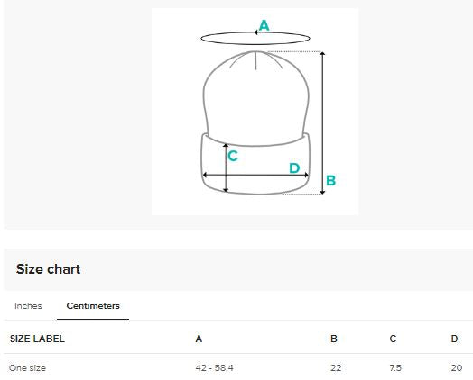 Beenie Hat Size Chart