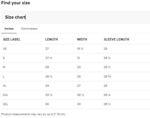 Leather Jacket Size Chart