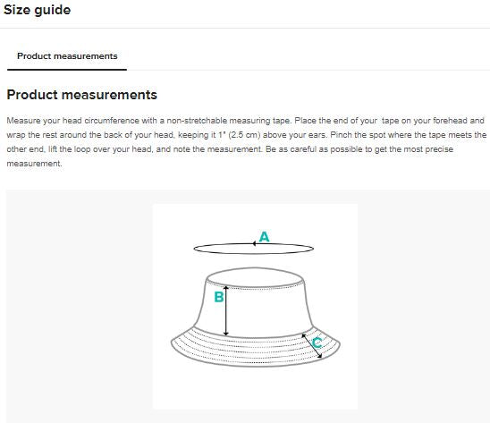 Bucket Hat Size Chart